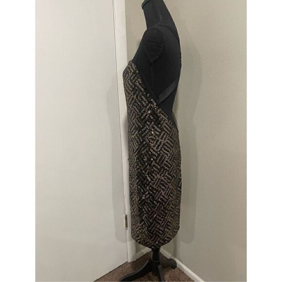 Marc Bouwer Black & Gold Sequined Dress Size 10 - Picture 5 of 12